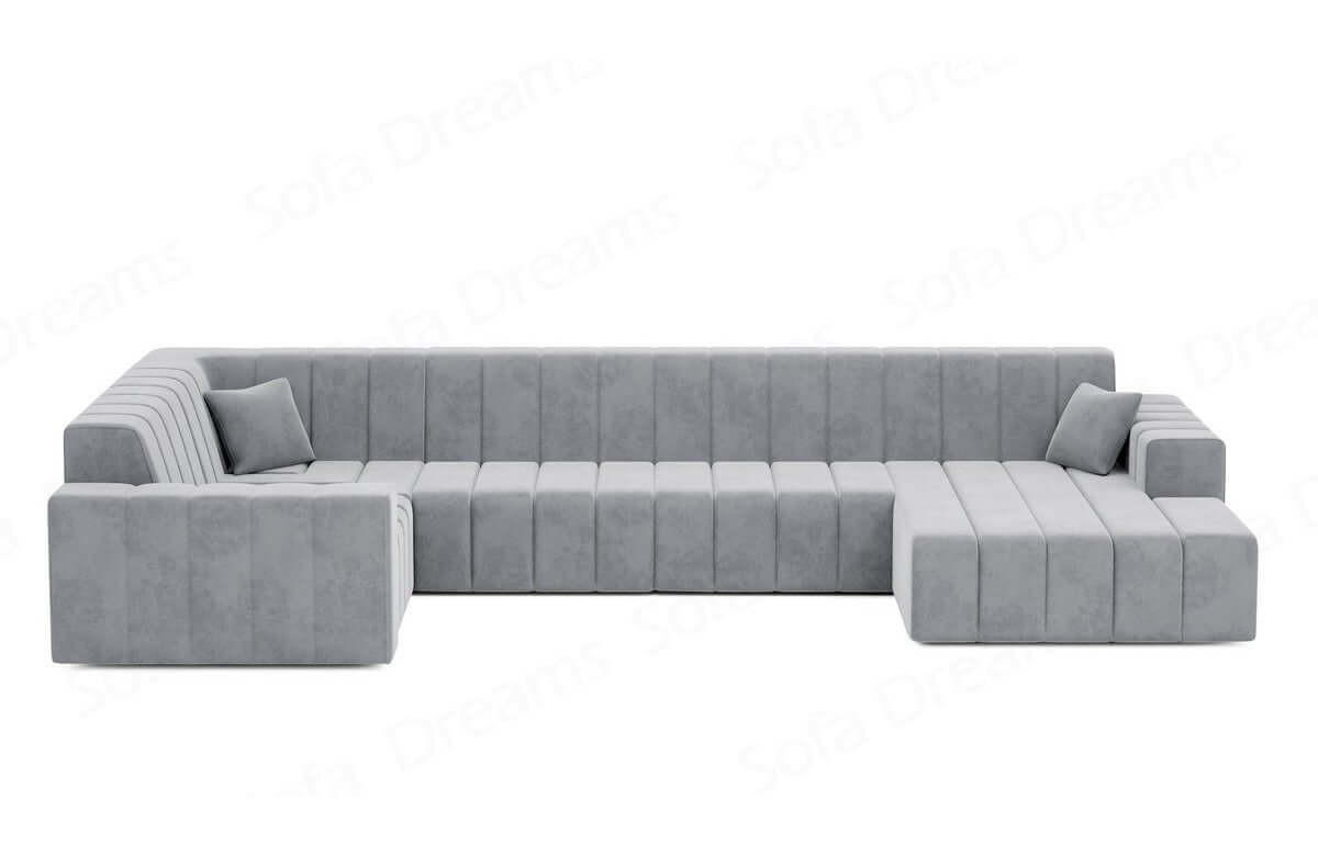 WOHNLANDSCHAFT Astra Hellgrau Samtstoff - Hellgrau, Kunststoff (326/73/186cm)