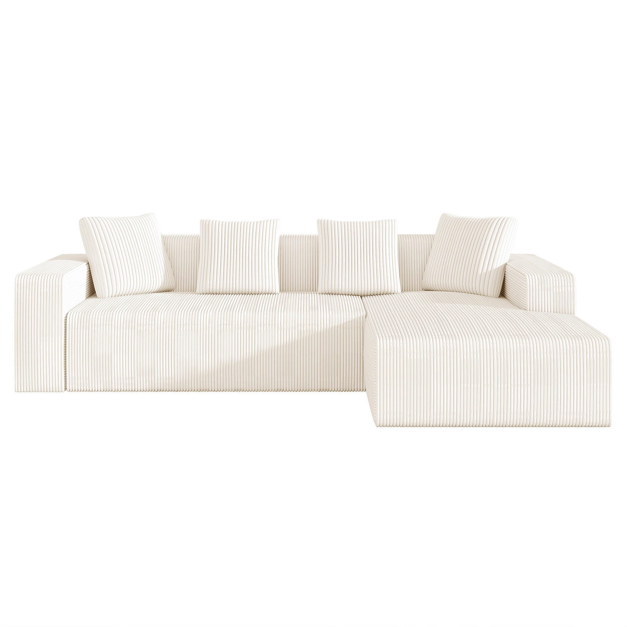 ECKSOFA aus Cord 261x146x65 cm mit Chaiselongue, weiß - Weiß, Textil (146/261cm) - Luhomfu