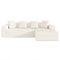 ECKSOFA aus Cord 261x146x65 cm mit Chaiselongue, weiß - Weiß, Textil (146/261cm) - Luhomfu