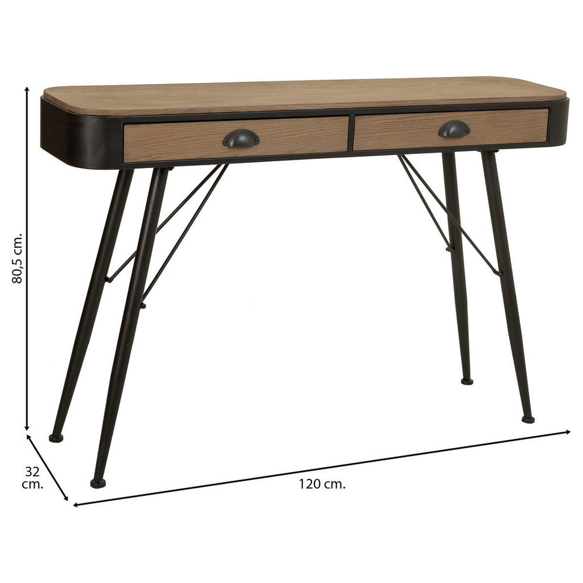 KONSOLE aus Holz und Metall 120x32x81 cm - Braun, Holz (32/120/80.5cm) - Wanderlust