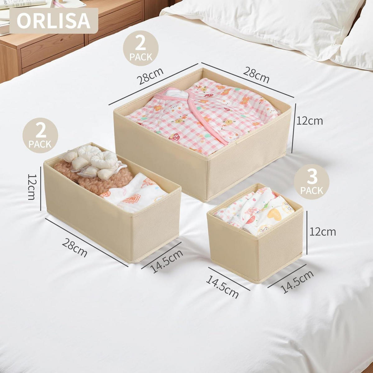 SCHUBLADEN Organizer 7er Set Beige - Beige, Textil (28/12/28cm)