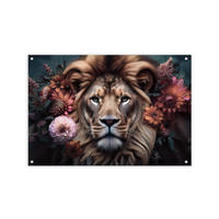 GARTEN-POSTER 90x60 cm Gartendeko: Vintage Löwe - Braun, Kunststoff (90/60/2cm) - artissimo