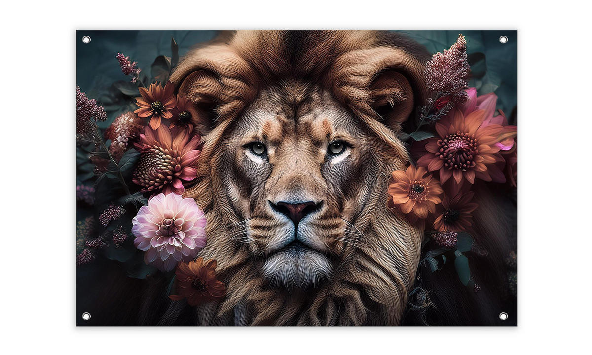 GARTEN-POSTER 90x60 cm Gartendeko: Vintage Löwe - Braun, Kunststoff (90/60/2cm) - artissimo