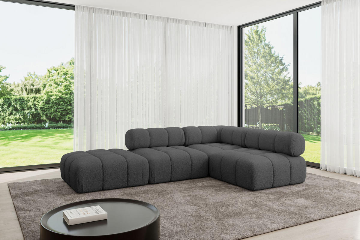 ECKSOFA modulares Sofa Favio-L1 - 285x190x70 cm Grau Bouclé - Grau, Holzwerkstoff/Textil (285/190cm) - ALTDECOR