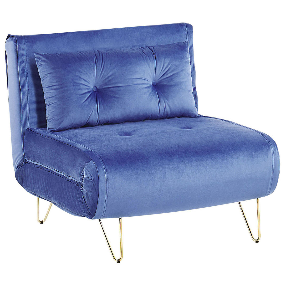 SCHLAFSOFA Samtstoff Marineblau Vestfold - Hellblau, Textil (85/81/78cm) - Beliani