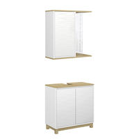 BADMÖBEL-SET Livia Weiß/Eiche 2 Teile - Eichefarben/Weiß, Holzwerkstoff (60/60/30cm) - Vicco