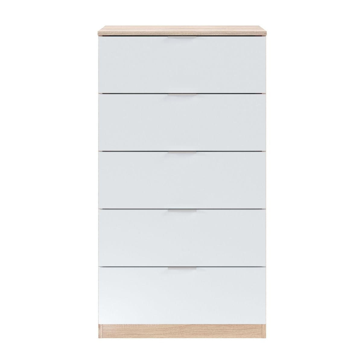 KOMMODE 5 Schubladen Kommoden - L60 cm - Eichefarben/Weiß, Holzwerkstoff (40/110/60cm) - Calicosy