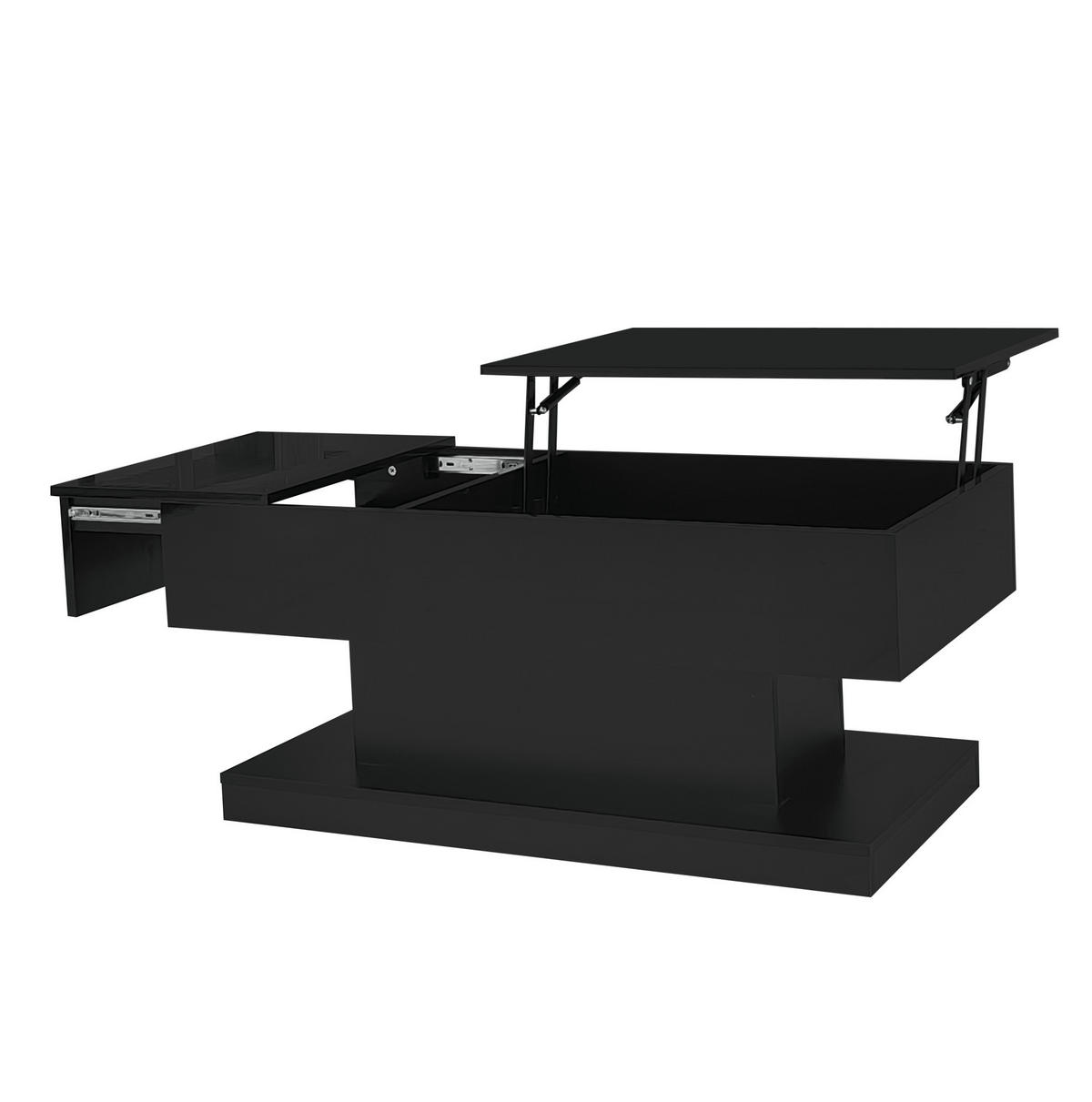 COUCHTISCH 100/50/45 cm in Schwarz mit LED-Beleuchtung und Hochglanz - Schwarz, Holzwerkstoff (100/50/45cm) - Flora Grace