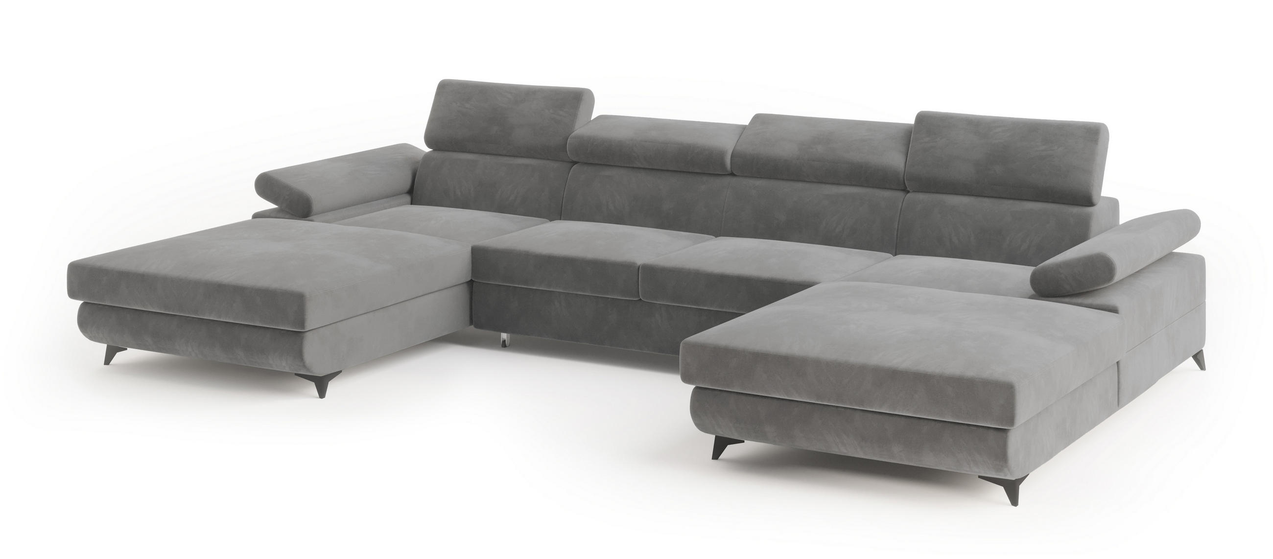 ROHOVÁ SEDAČKA DETTI šedá - šedá/černá, kov/dřevo (339/190cm) - MASSENO