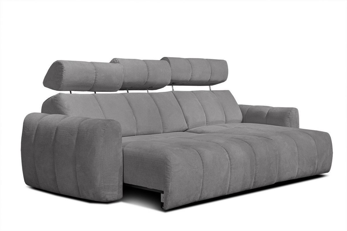 ECKSOFA KIMI 3-Sitzer, ausziehbarer Sitz, verstellbare Kopfstützen, grau - Schwarz/Grau, Holzwerkstoff/Textil (270/160cm) - Courtois Laville
