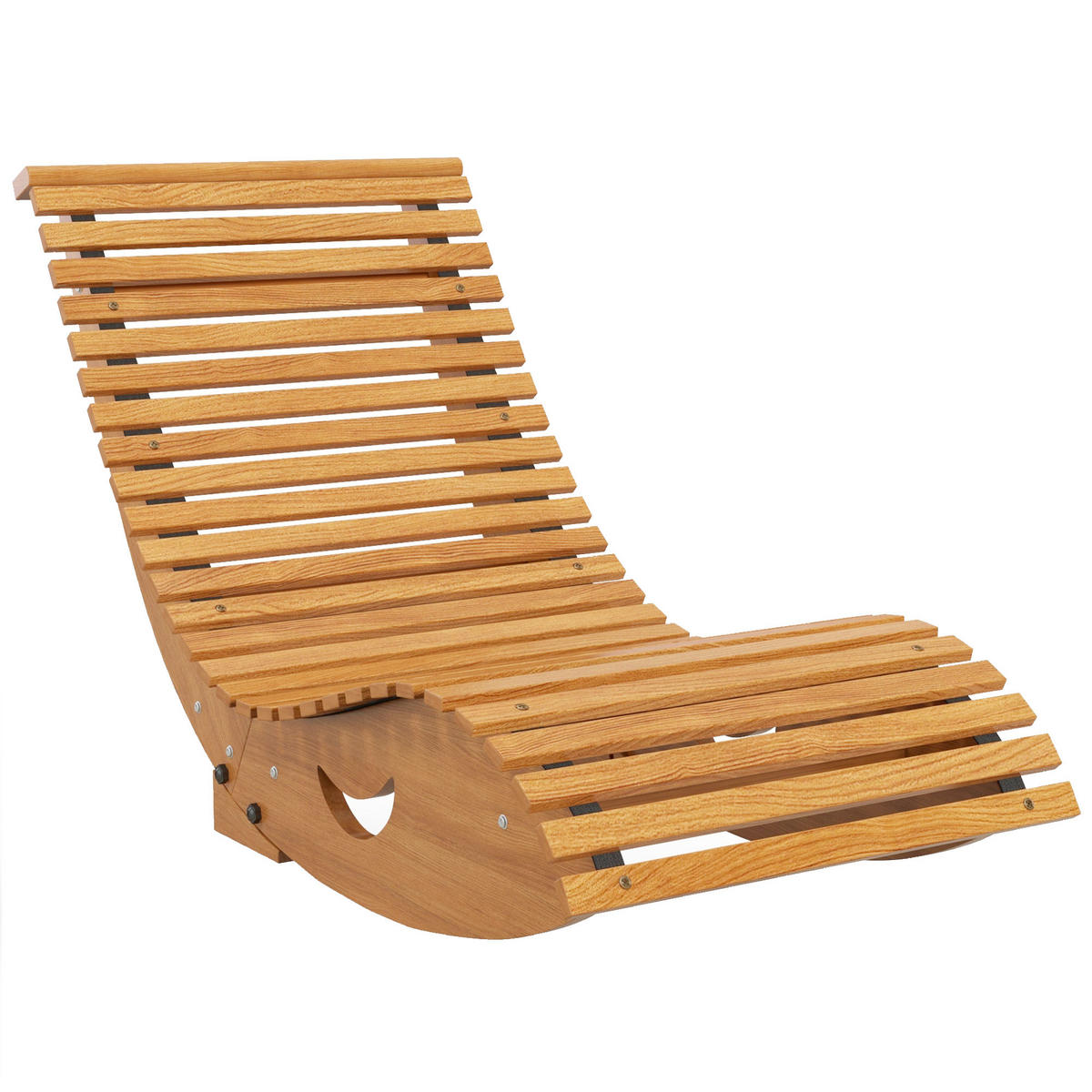 SCHAUKELSTUHL aus Holz, Ergonomisch, Kippschutz, für Balkon, Terrasse, Teak - Teakfarben, Holz (60/60/130cm) - Outsunny