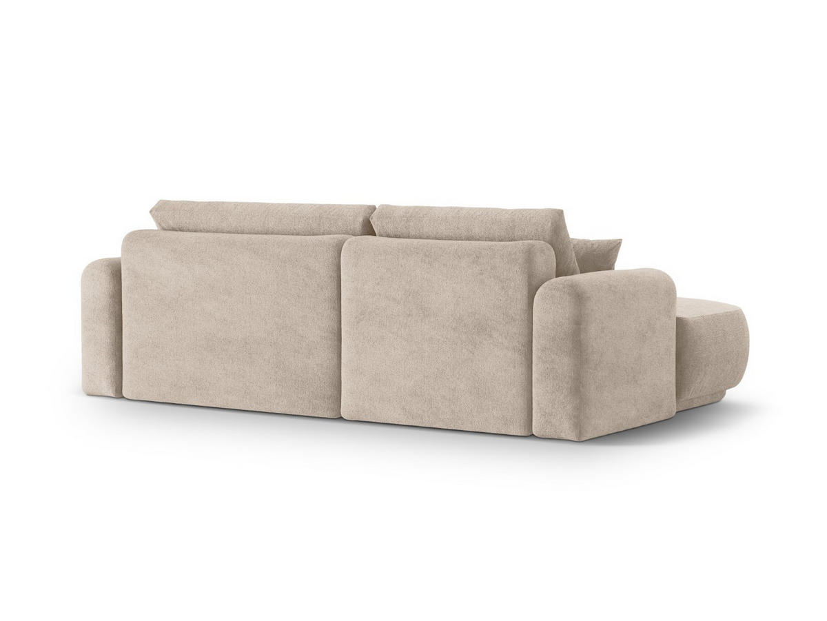 SCHLAFSOFA modular mit Bettkasten links Ella aus strukturiertem Stoff sandfarben 5 Sitzplätze - Sandfarben, Textil (174/271cm) - Micadoni
