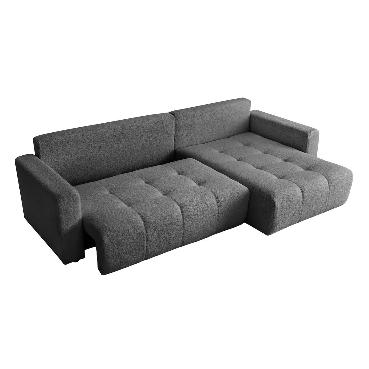 ECKSOFA WALONGO mit Schlaffunktion, Grau - Dunkelgrau, Textil (261/143cm) - Fedve