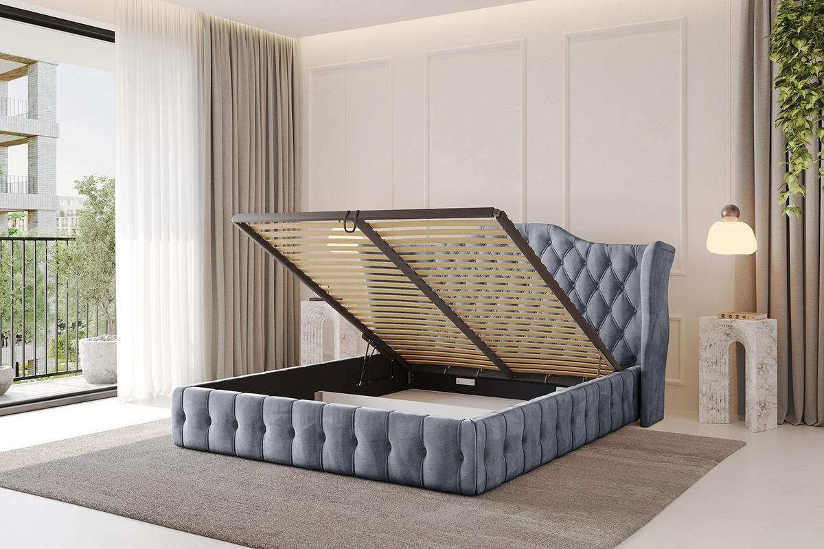 POLSTERBETT mit Bettkasten und Lattenrost, Boxbett ohne Matratze - MODY 180x200 Grau - Grau, Holzwerkstoff/Textil (180/200cm) - ALTDECOR