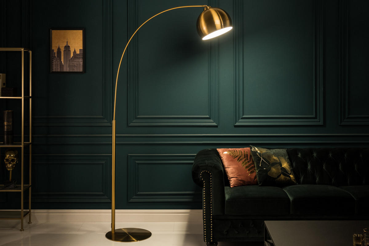 STEHLEUCHTE LOUNGE DEAL Metall Gold 205 cm - Goldfarben, Metall (40/100/205cm) - riess-ambiente