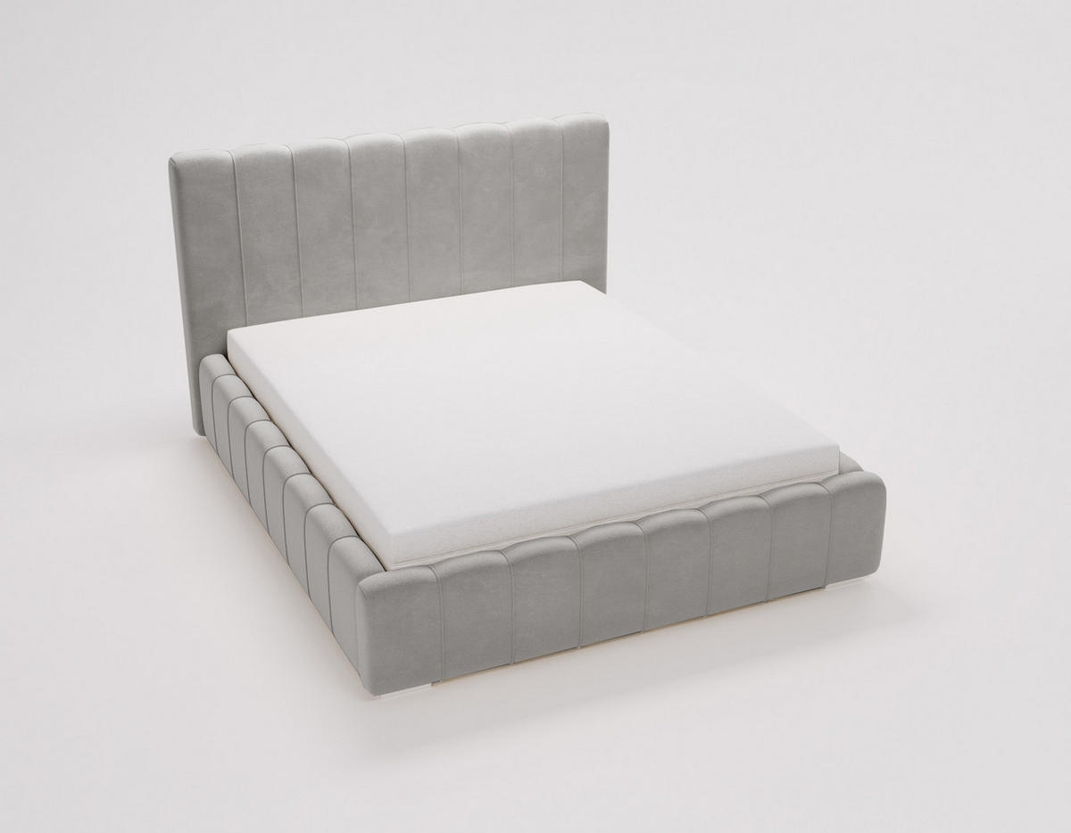 POLSTERBETT 140x200 mit Lattenrost, Bettkasten, Lisbon, Hellgrau - Hellgrau, Holz/Textil (140/200cm) - Emporius