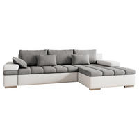 ECKSOFA Bangkok, Seite: Rechts - Silberfarben/Weiß, Holz/Textil (310/175cm) - MIRJAN24