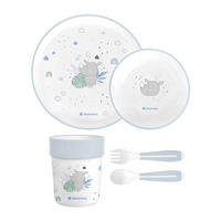 KINDERGESCHIRR Savanna 5-teilig hellblau 180 ml, ab 6 Monaten, leicht zu reinigen, für unterwegs, kompakt - Blau, Kunststoff (18/2/18cm) - Kikka boo