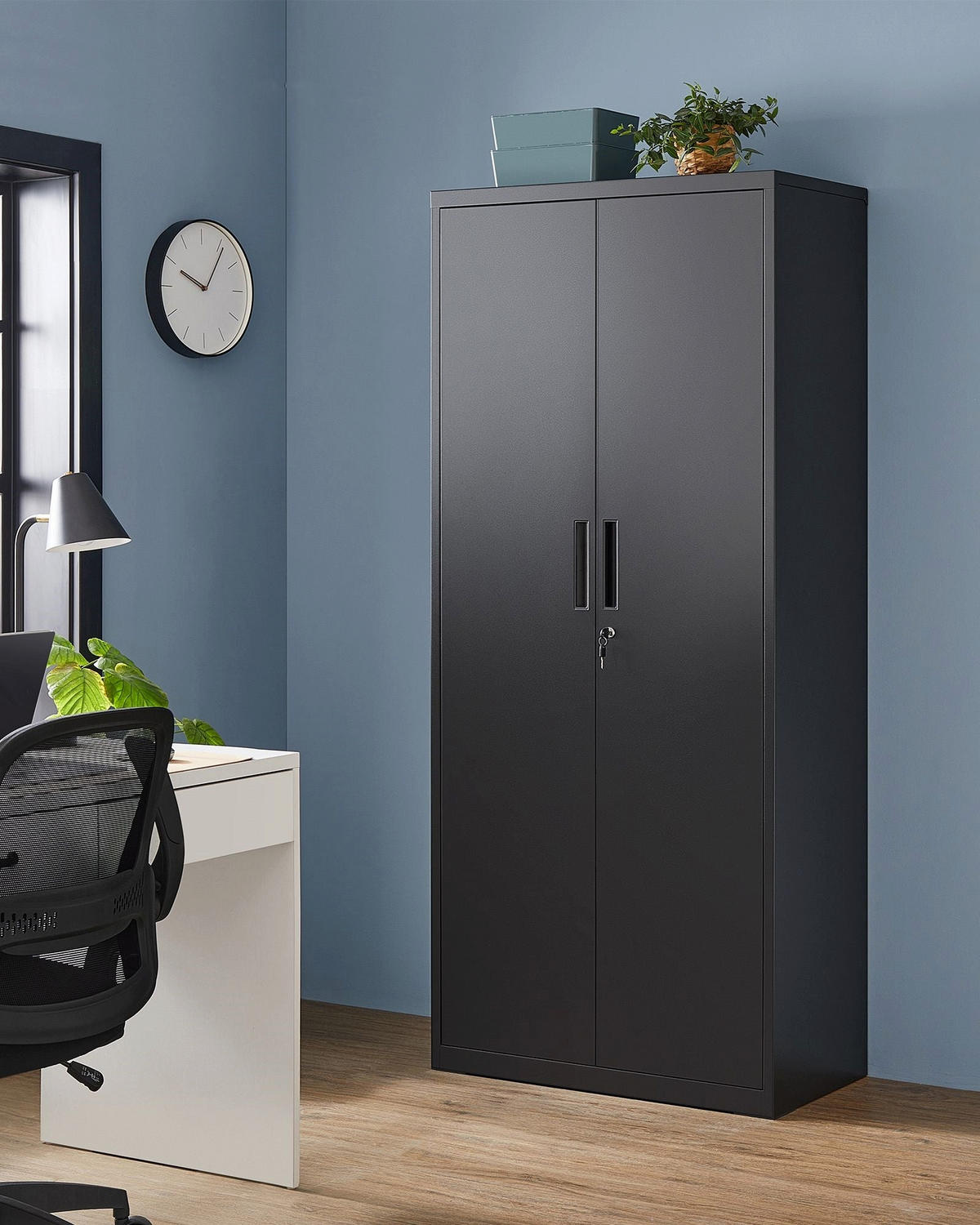 AKTENSCHRANK WINDHOEK - Schwarz, Metall (80/180/40cm) - Hansiro
