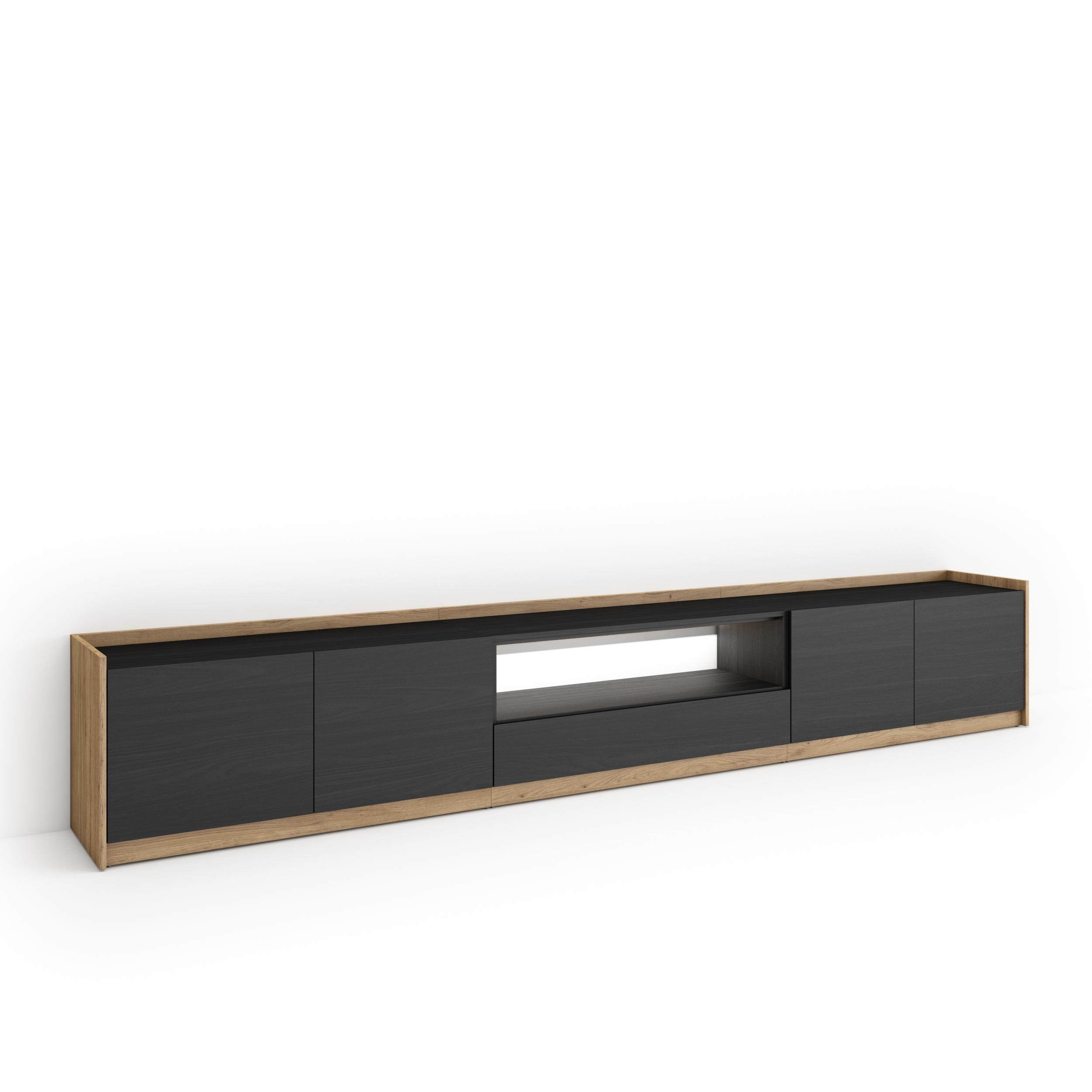 Skraut Home Lowboard, Schwarz 310x50x37 cm