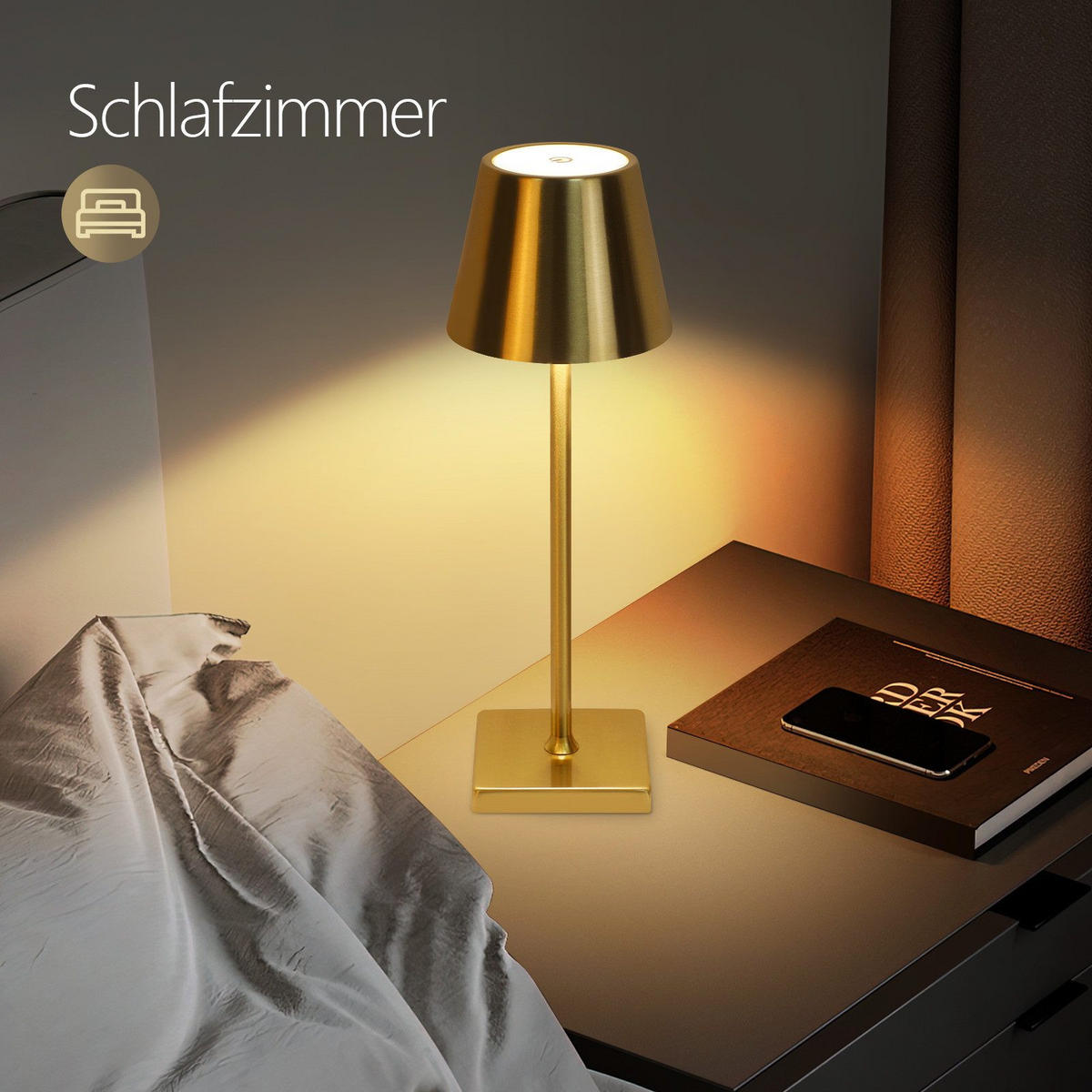 TISCHLAMPE Helligthos 11.9/10.0/35.5 cm - Goldfarben, Metall (35.5/11.9/10cm) - ZMH