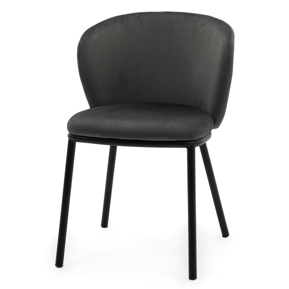 STUHL BARI gepolsterter mit Steppung - grau - Samt Velour - Schwarz/Grau, Textil/Metall (54/81/57cm) - NEW HOME