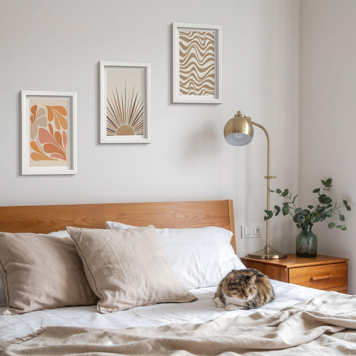 WANDBILDER 3er-Set - 20x30 cm Weißer Rahmen - Sonnen-Boho-Pastelltönen - Weiß, Kunststoff (20/30cm) - ArtPrintCave