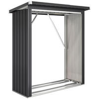 KAMINHOLZREGAL Außen Stahl 150 x 66,5 x 150 cm erhöhtes Brennholzregal Grau - Dunkelgrau, Metall (66.5/150/150cm) - Outsunny