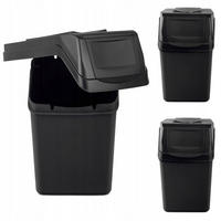 ABFALLBEHÄLTER 3x25 L, Schwarz - Schwarz, Kunststoff (22/38cm) - KADAX