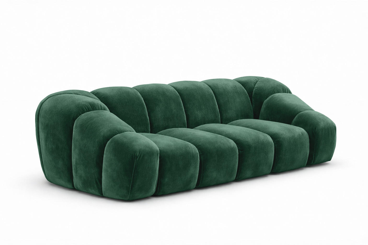 SOFA 3-Sitzer modular, Veloursstoff Bluvel, Grün, CROISSANT - Grün, Holz (240/72/115cm) - Kaiser Möbel