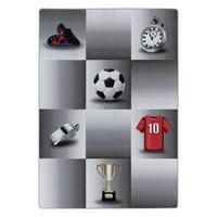 TEPPICH Kinderzimmer Fußball Bunt Waschbar Spielzimmer Strapazierfähig Grau 100x150 cm Flur – TRAUN - Grau, Textil (100/150cm) - KADIMA DESIGN