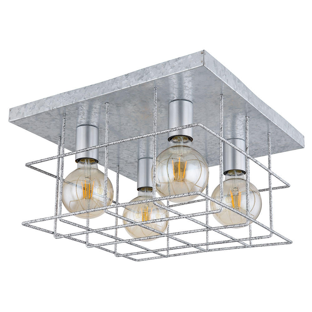 DECKENLEUCHTE Metall Silber Gitteroptik - Silberfarben, Metall (40/40/20cm) - Globo Lighting