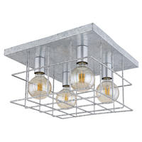 DECKENLEUCHTE Metall Silber Gitteroptik - Silberfarben, Metall (40/40/20cm) - Globo Lighting