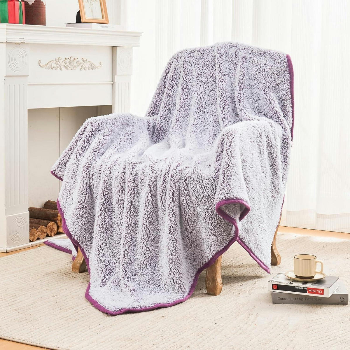 KUSCHELDECKE Sherpa 152 x 203 cm Lila - Flieder, Textil (150/200cm)