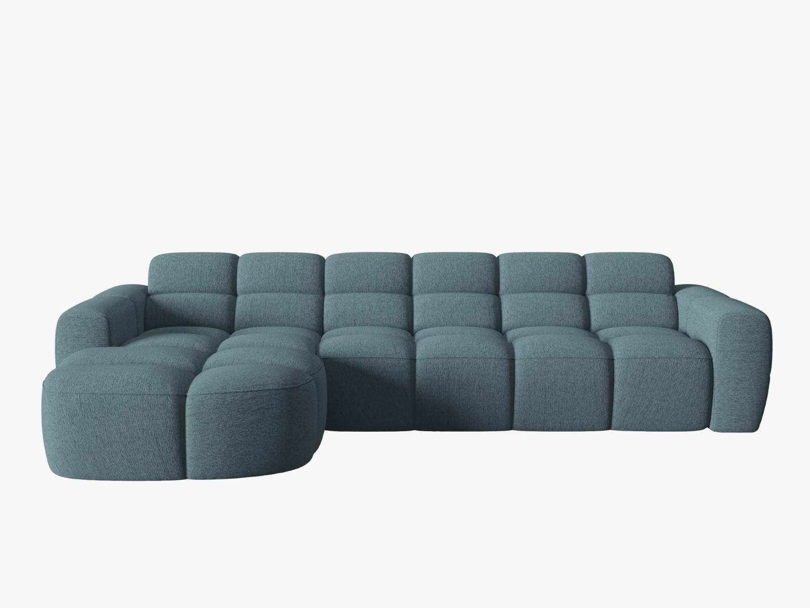 ECKSOFA links Lisa aus strukturiertem Stoff hellblau 4 Sitzplätze - Hellblau, Textil (170/310cm) - Micadoni