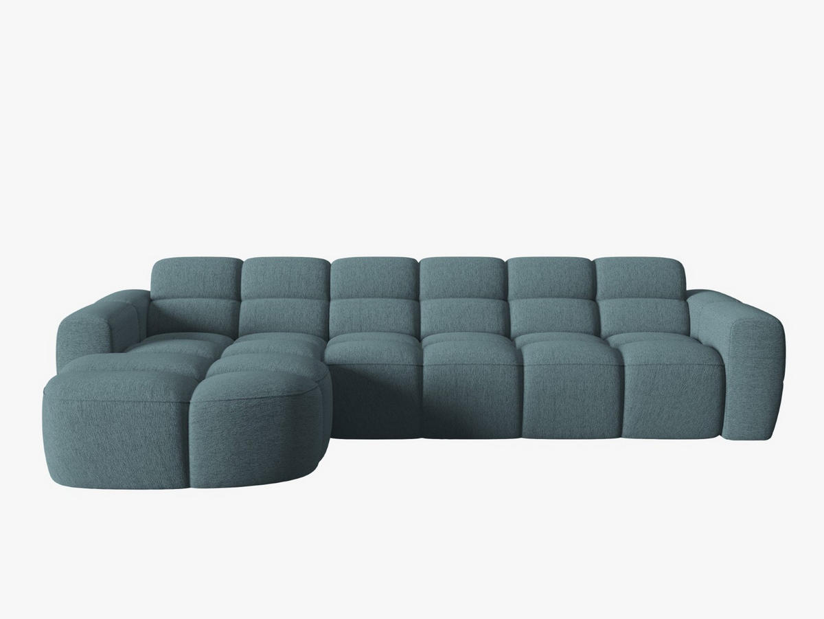 ECKSOFA links Lisa aus strukturiertem Stoff hellblau 4 Sitzplätze - Hellblau, Textil (170/310cm) - Micadoni
