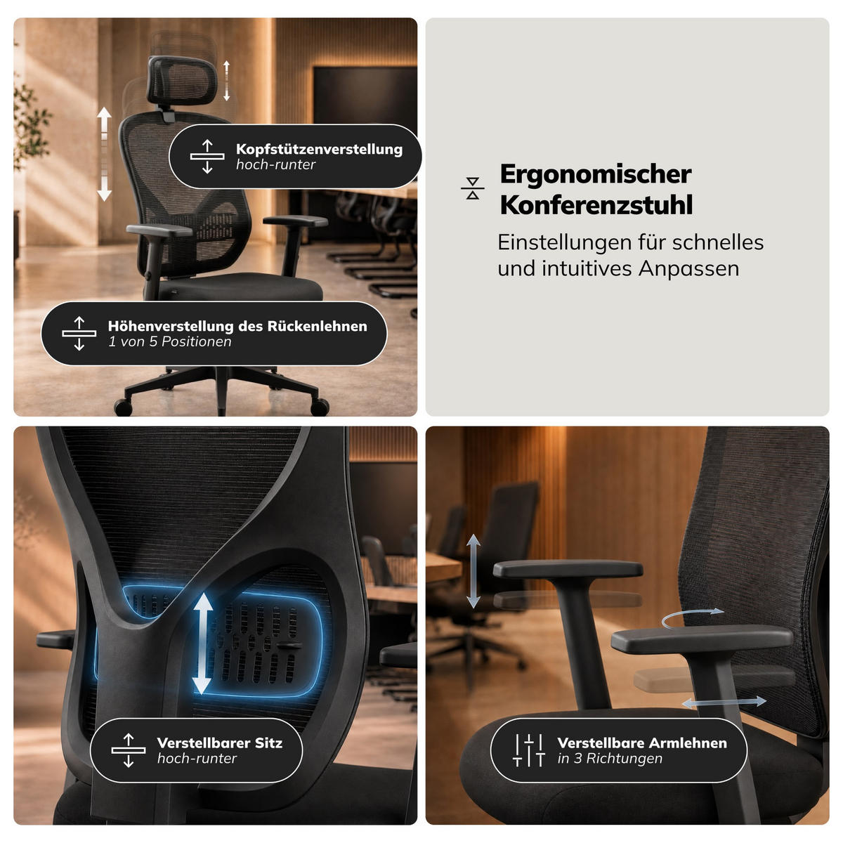 BÜROSTUHL mit Kopfstütze ORBIT - Schwarz, Textil (52/124/47cm) - Jan Nowak