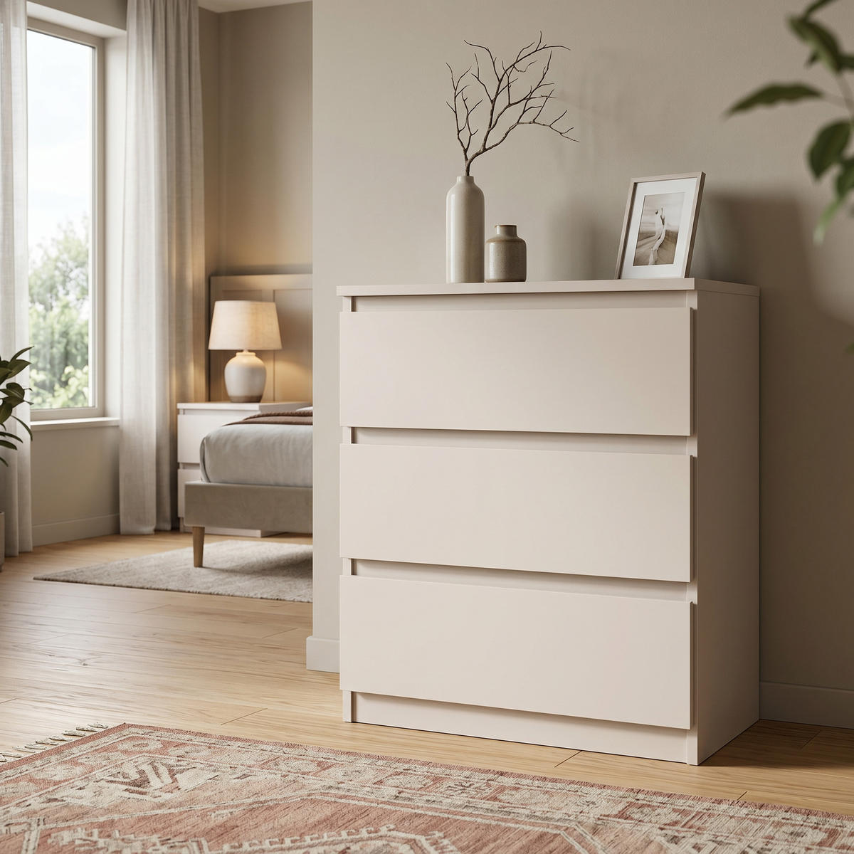 KOMMODE NUDO 70/78,5/39cm mit 3 Schubladen Türen Kaschmir - Kaschmir, Holzwerkstoff (70/78.5/39cm) - MASSENO