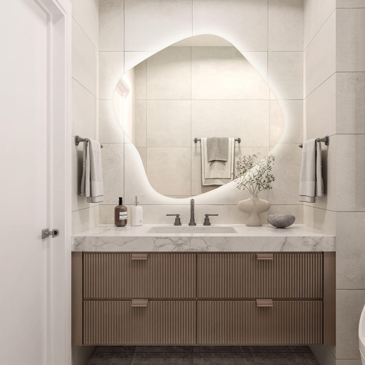 LED SPIEGEL 67,6x67 cm Neutralweiß 4000K - Transparent, Glas (67.6/67/0.4cm) - Wallfluent