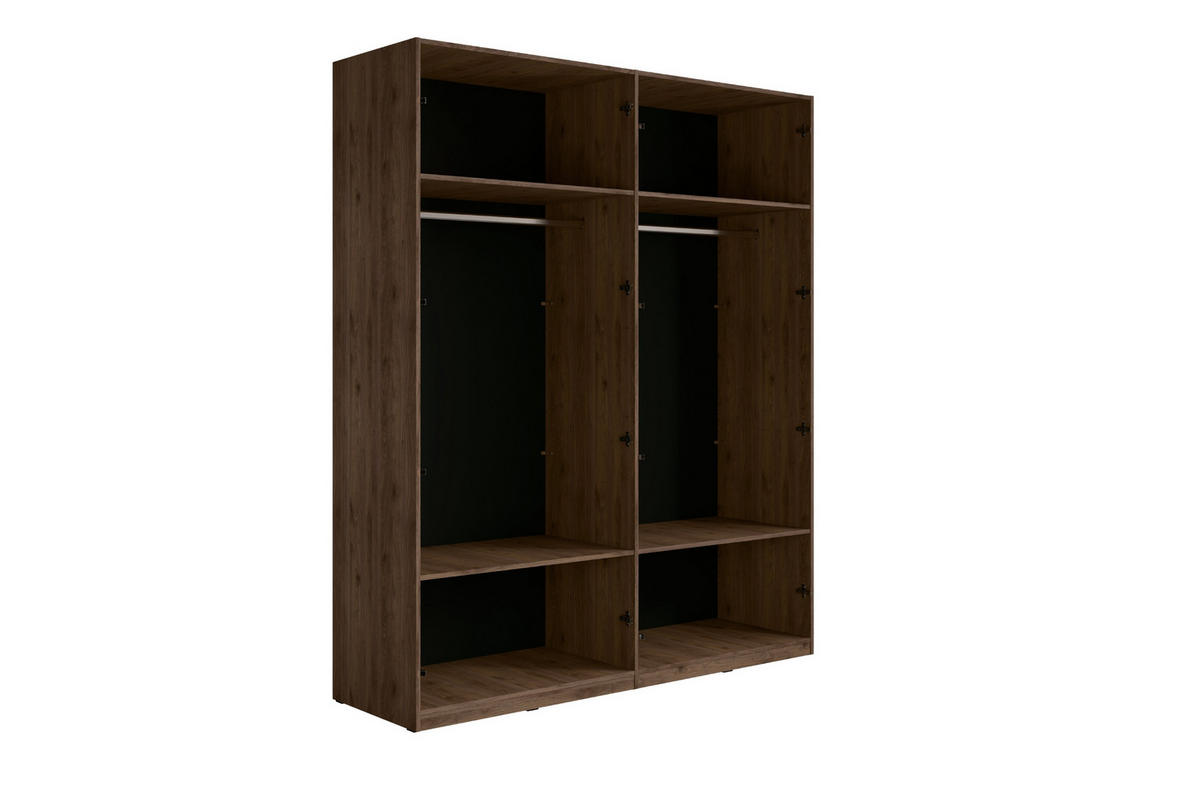KLEIDERSCHRANK VASSA 226 / 220 / 146 cm in Schwarz / Nussbaum mit Schminktisch - Nussbaumfarben/Schwarz, Holzwerkstoff (226/146/221cm) - Deine Möbel 24