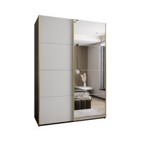 SCHWEBETÜRENSCHRANK 245,5/170/64 2-türig - Goldfarben/Schwarz, Holz/Metall (170/245/64cm) - Abiks Möbel