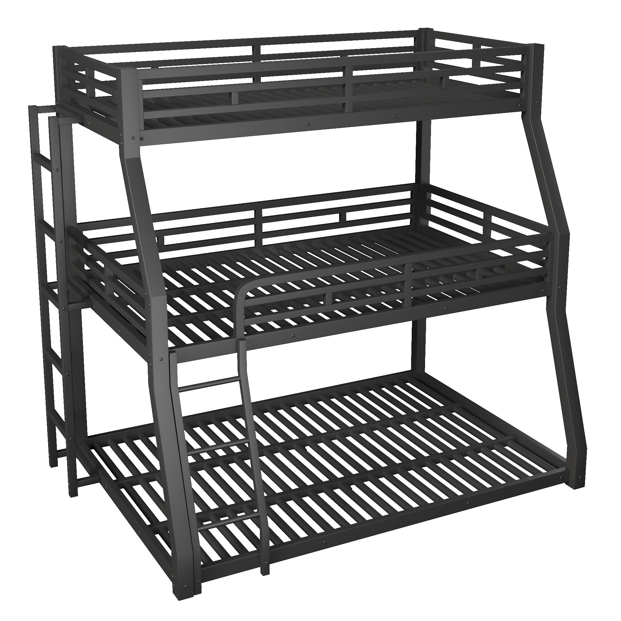 ETAGENBETT 90/120/140 x 200 cm, 3 Ebenen, DE-42019, in Schwarz - Schwarz, Metall (140/200cm) - ComfortXL