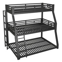 ETAGENBETT 90/120/140 x 200 cm, 3 Ebenen, DE-42019, in Schwarz - Schwarz, Metall (140/200cm) - ComfortXL