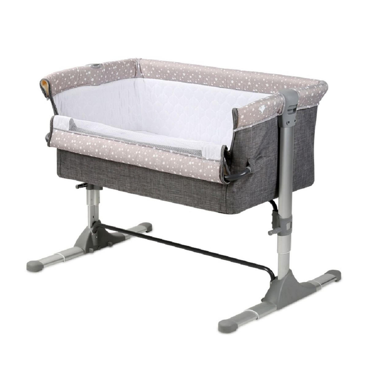 BEISTELLBETT Sleep n Care grau 85 x 50 cm, Matratze, Anti-Reflux, 6-fach verstellbar, Netzeinsatz - Grau, Metall (50/85cm) - Lorelli