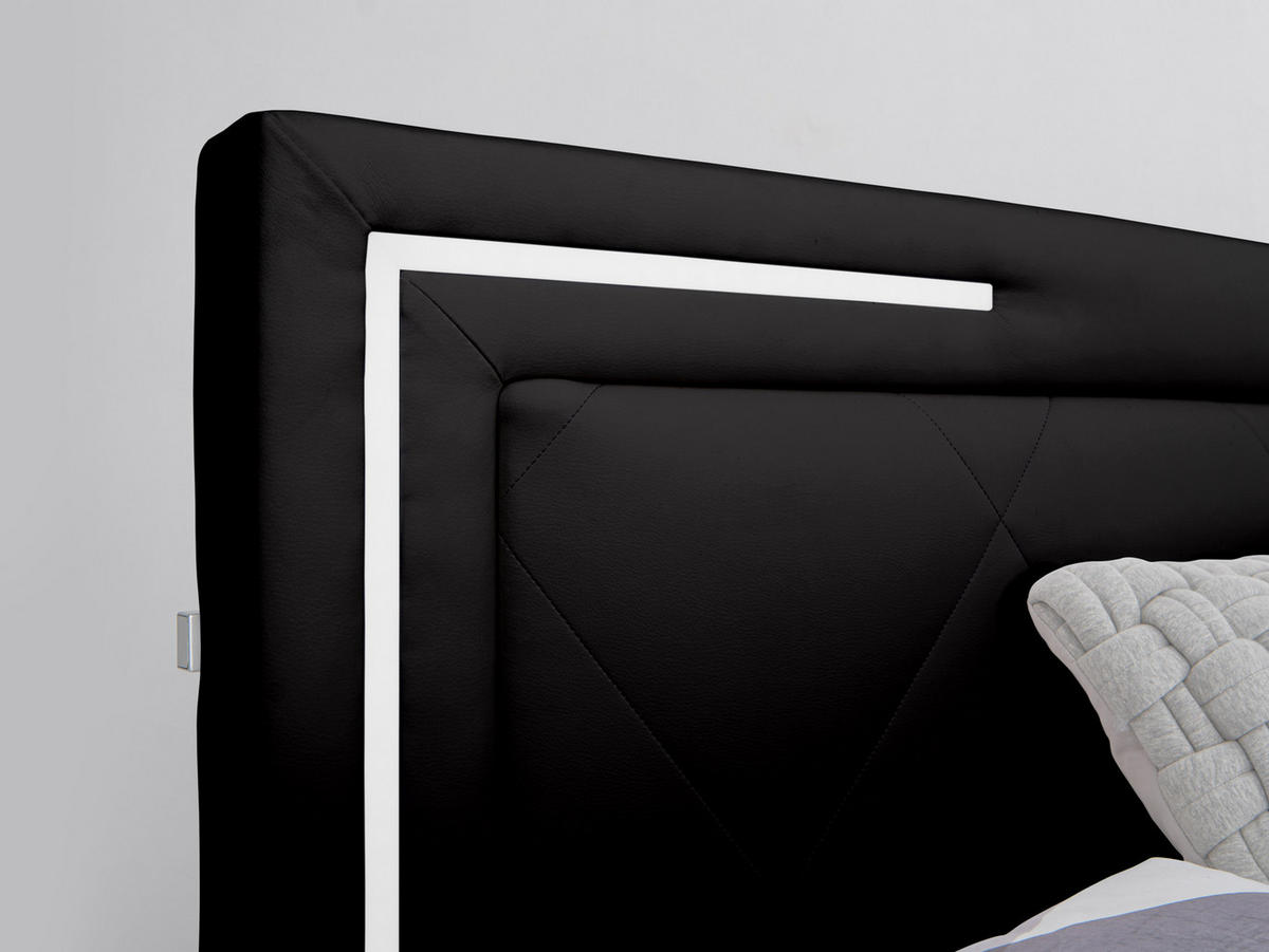 BOXSPRINGBETT Arizona Schwarz 160/200 cm H2/H3 Kunstleder - Schwarz, Textil (160/200cm) - wonello