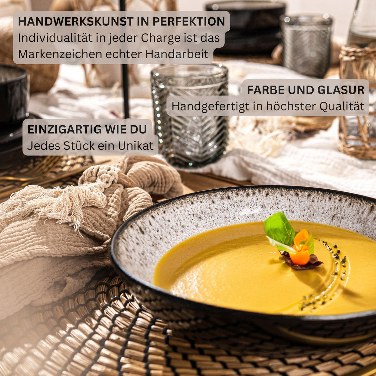 TAFELSERVICE SANSIBAR - 24-teilig aus Steingut - Schwarz, Keramik (44/45/54cm) - Sänger