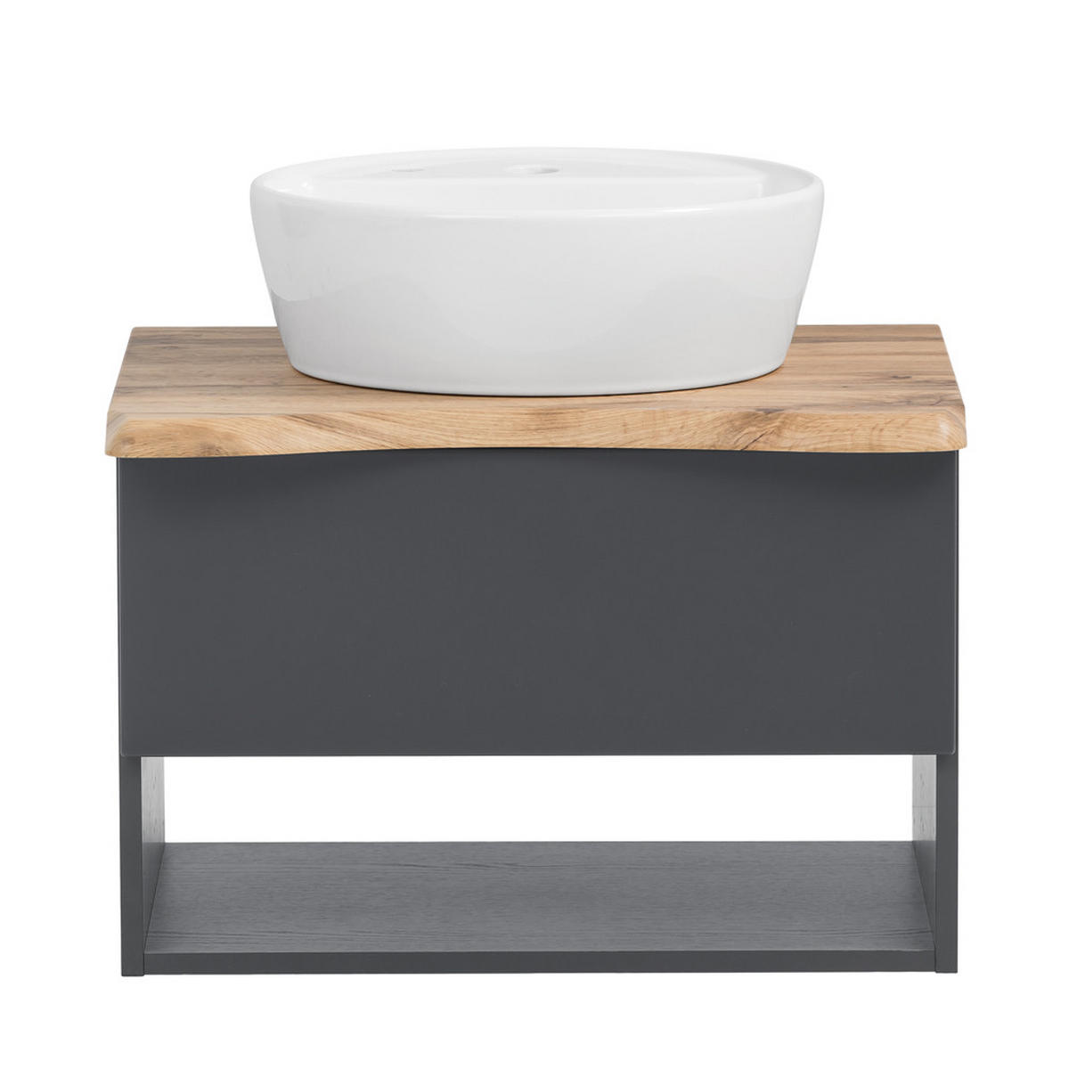 BADMÖBEL-SET 5-TLG. Kahla-03 - Anthrazit/Braun, Holzwerkstoff (221/200/52cm) - Lomado