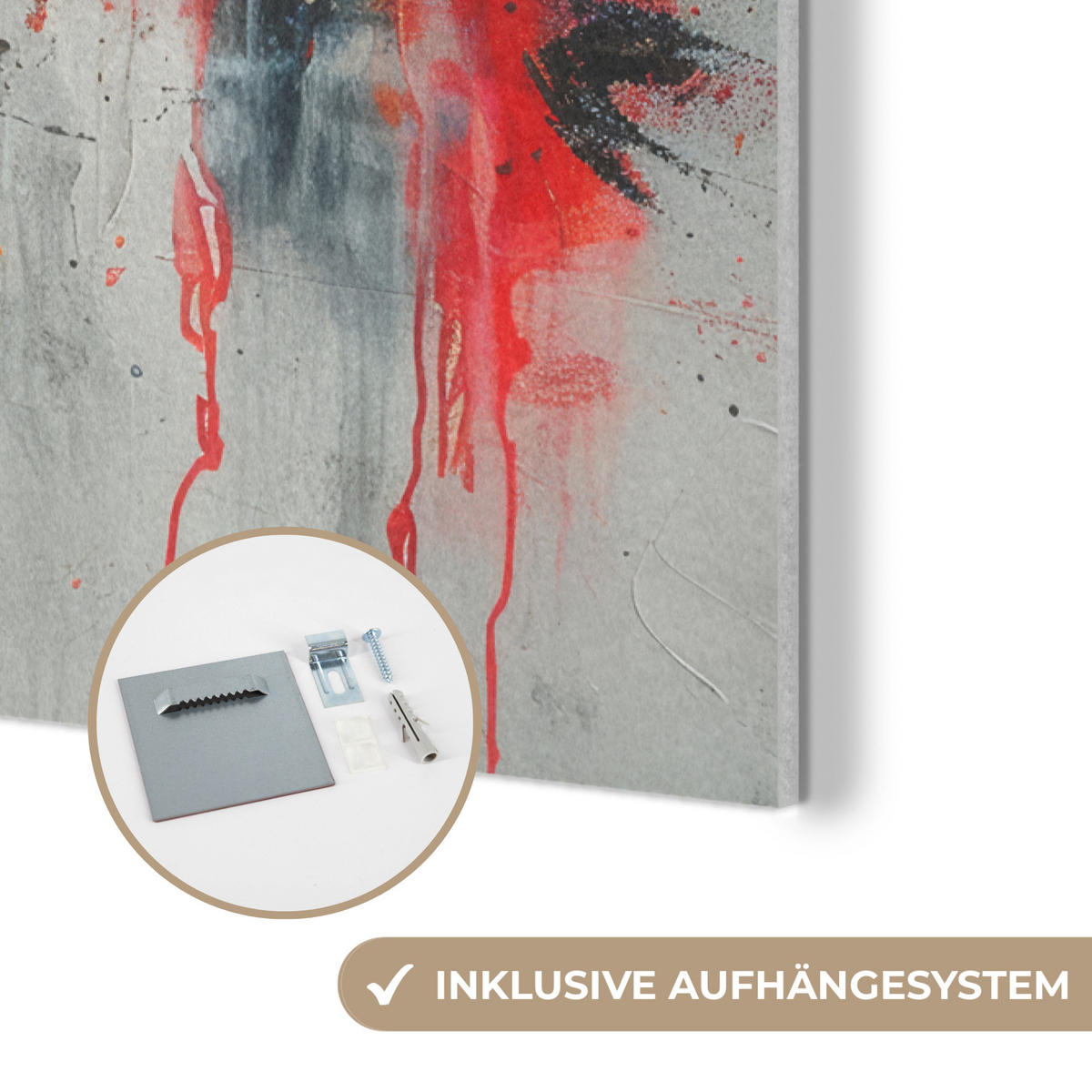 AKUSTIKBILD Moderne Kunst - Orange - Grau - Abstrakt Wanddeko 60x90 cm - Hellgrau, Kunststoff (60/90/0.9cm) - MuchoWow
