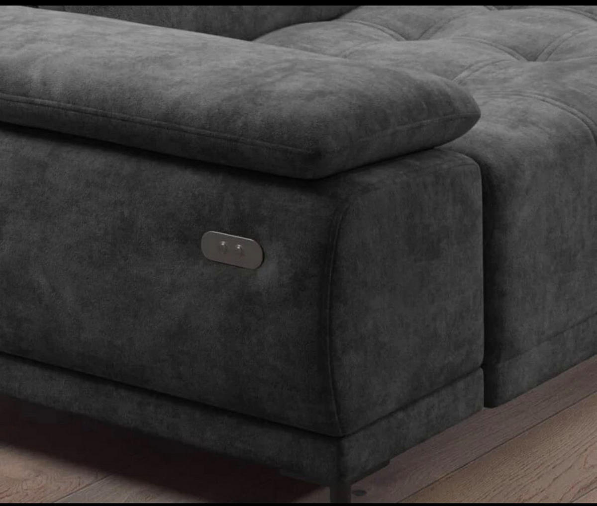 ECKSOFA FOCUS XL L-förmig Konfiguration freistehend LINKS 204x352x98cm Dark grey - Dunkelgrau, Holz/Textil (204/352cm) - DomoHome
