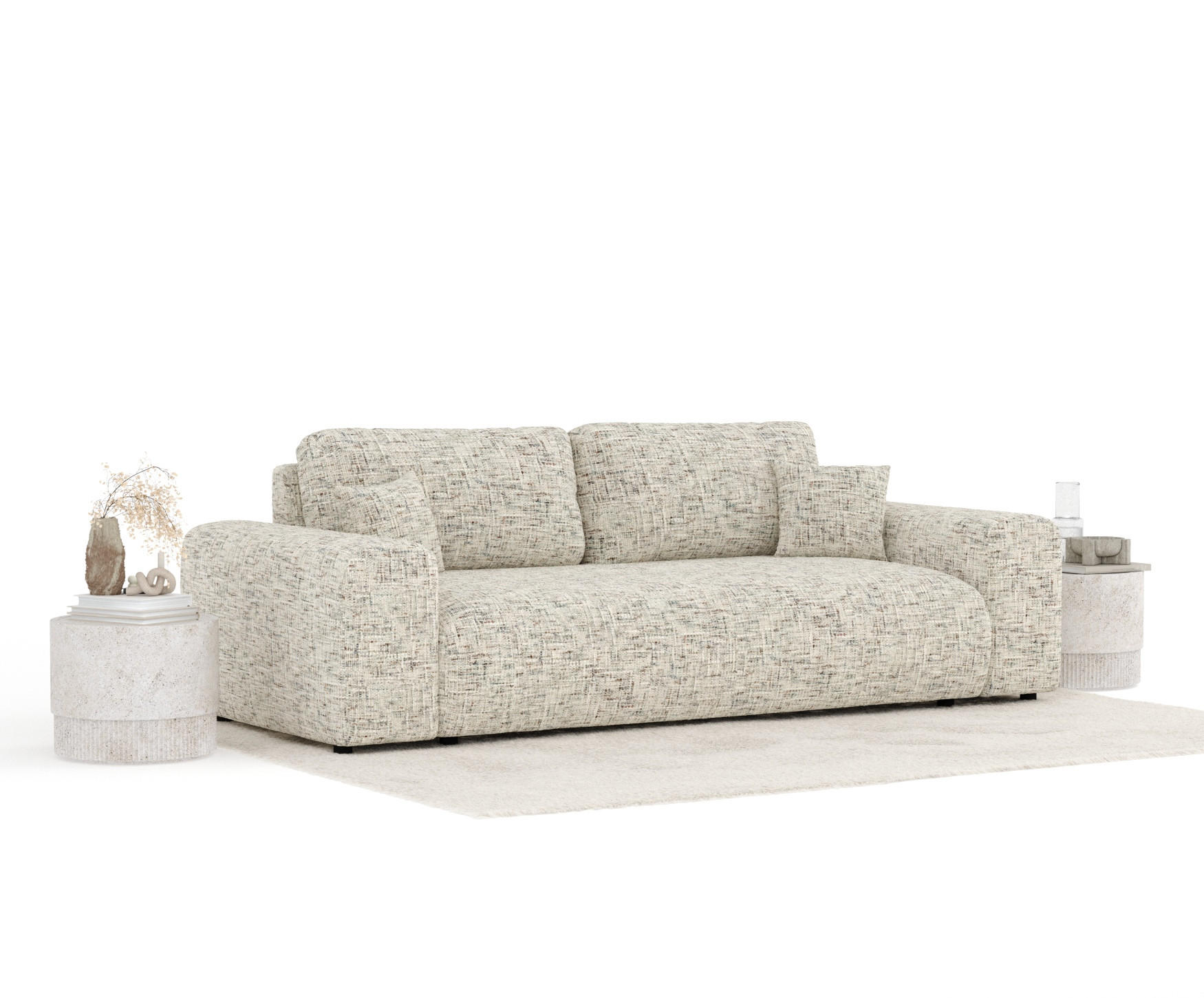 Thumbnail - Maison de Reve 3-Sitzer-Sofa, Beige, Textil, Füllung: Silikon,Schaumstoff, Rundrohr, 213x79x108 cm, FSC 100%, Hergestell...